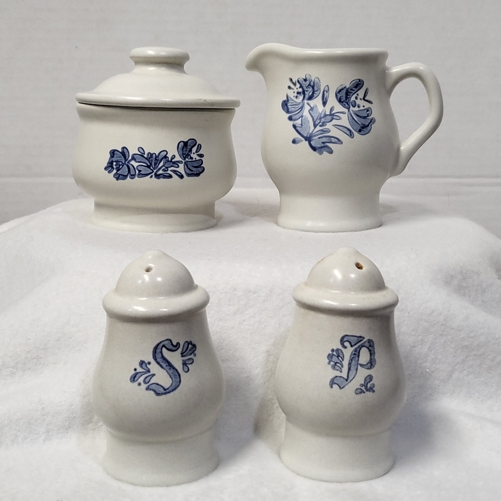 Pfaltzgraff Yorktowne Sugar Bowl  Creamer Salt Pepper Set